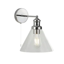 New Searchlight Wandlampe mit Schalter Chrom Klar E27 Glas
