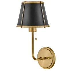 Elstead Wandlampe mit Schalter 40cm hoch E27 Metall in Messing Schwarz* Wandleuchten|Wohnzimmerlampen