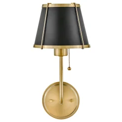 Elstead Wandlampe mit Schalter 40cm hoch E27 Metall in Messing Schwarz* Wandleuchten|Wohnzimmerlampen