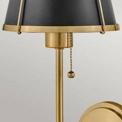 Elstead Wandlampe mit Schalter 40cm hoch E27 Metall in Messing Schwarz* Wandleuchten|Wohnzimmerlampen