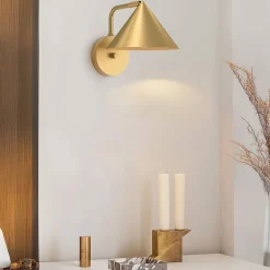 New Elstead Wandlampe mit Schalter Dimmer 21,3 cm hoch E27 in Gold