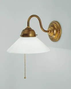 Sale Berliner Messingleuchten Wandlampe mit Schalter Echt-Messing Glas E27 Jugendstil