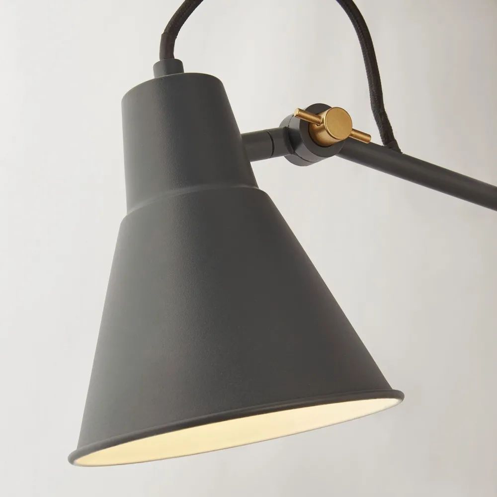 Searchlight Wandlampe mit Schalter Gelenk verstellbar Grau Metall* Wandleuchten|Wohnzimmerlampen