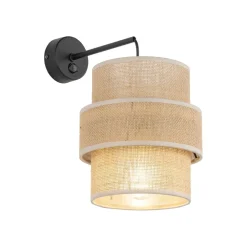 Online TK Lighting Wandlampe mit Schalter H: 33 cm Jute Metall E27 Modern