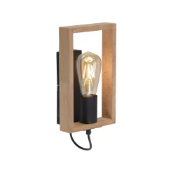 Just Light Wandlampe mit Schalter Holz Metall H:25 cm E27 Retro* Wohnzimmerlampen|Metall Lampen