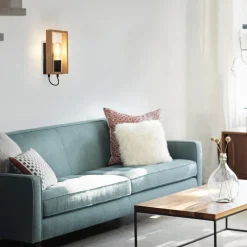 Just Light Wandlampe mit Schalter Holz Metall H:25 cm E27 Retro* Wohnzimmerlampen|Metall Lampen