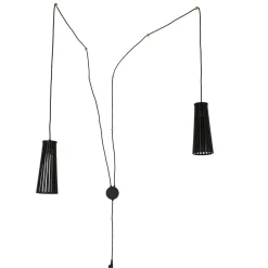 Nowodvorski Wandlampe mit Schalter Holz Schwarz 2-flmg Dover* Wandleuchten