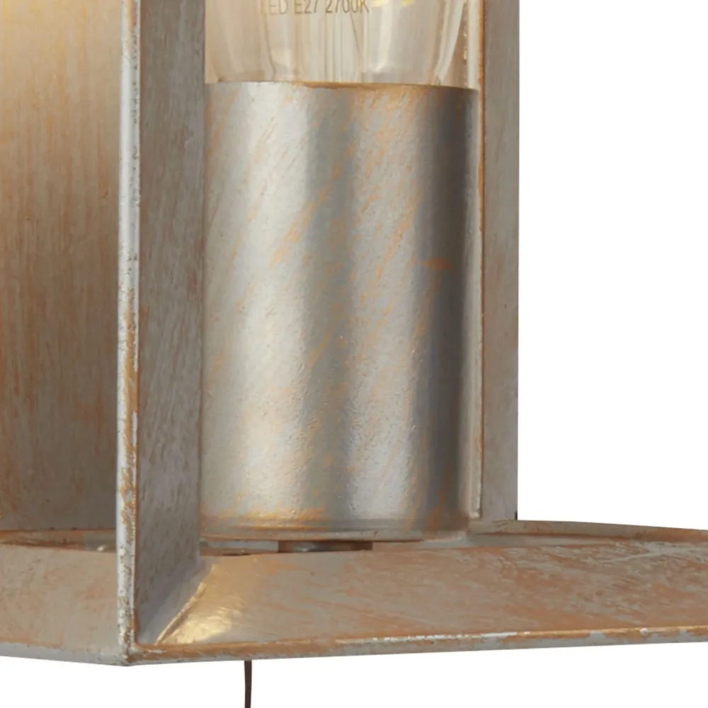 New Searchlight Wandlampe mit Schalter in Silber-Gold E27 Metall H: 23,5 cm