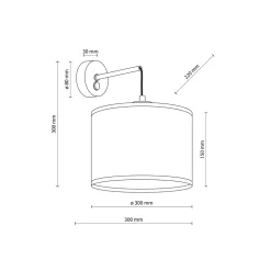 Outlet TK Lighting Wandlampe mit Schalter Jute E27 H: 30 cm Boho RIANNE