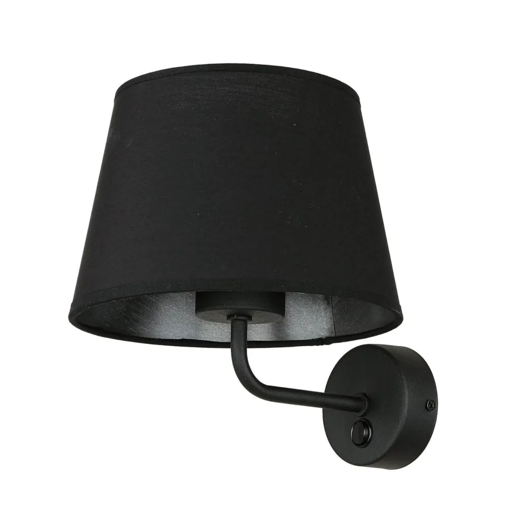 TK Lighting Wandlampe mit Schalter Schwarz Stoffschirm MAJA* Bauhaus Lampen|Wohnzimmerlampen