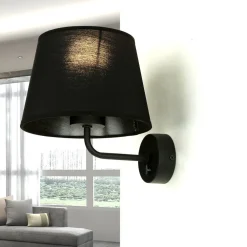 TK Lighting Wandlampe mit Schalter Schwarz Stoffschirm MAJA* Bauhaus Lampen|Wohnzimmerlampen
