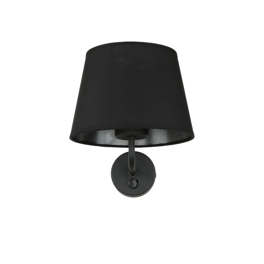 TK Lighting Wandlampe mit Schalter Schwarz Stoffschirm MAJA* Bauhaus Lampen|Wohnzimmerlampen