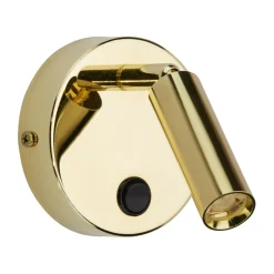 TK Lighting Wandlampe mit Schalter schwenkbar Metall in Gold rund* Wandleuchten|Flurlampen