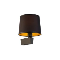 Best Nowodvorski Wandlampe mit Schalter Stoffschirm Schwarz Gold Modern