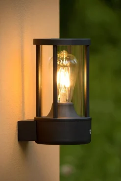 Discount Wandlampe mit Sensor Aluminium Glas Anthrazit IP44 E27