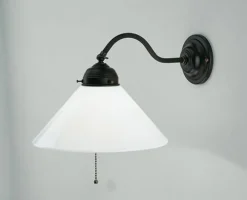 Clearance Berliner Messingleuchten Wandlampe mit Zugschalter Glas Messing T:35 cm blendarm