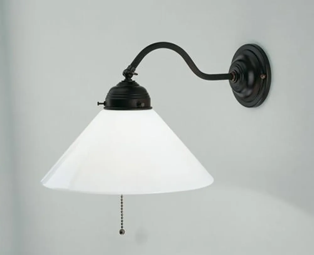 Clearance Berliner Messingleuchten Wandlampe mit Zugschalter Glas Messing T:35 cm blendarm