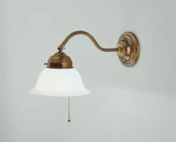 Clearance Berliner Messingleuchten Wandlampe mit Zugschalter Glas Messing E27 blendarm