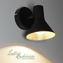 Trio Reality Wandlampe NINA in Schwarz Gold Antik* Wohnzimmerlampen|Retro Lampen