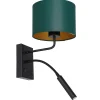 Luminex Wandlampe Petrol Gold Stoff Lesearm E27 G9 wohnlich* Wandleuchten|Schlafzimmer Lampen