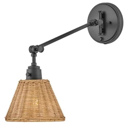 Elstead Wandlampe Rattan Metall Gelenkarm schwenkbar E27 zum Lesen* Wandleuchten|Wohnzimmerlampen