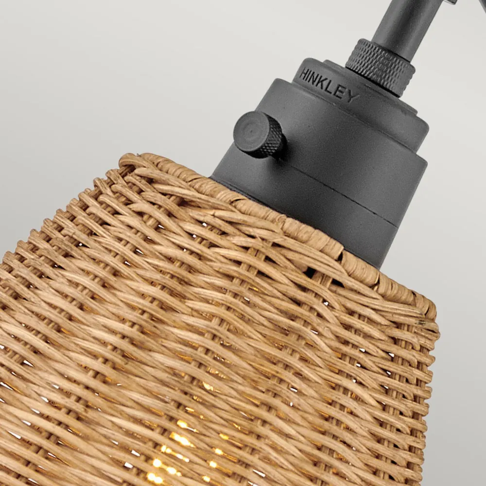 Elstead Wandlampe Rattan Metall Gelenkarm schwenkbar E27 zum Lesen* Wandleuchten|Wohnzimmerlampen
