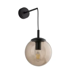 TK Lighting Wandlampe Rauchglas H: 45 cm B: 18 cm Metall Kugelschirm E27* Wandleuchten|Küchenlampen