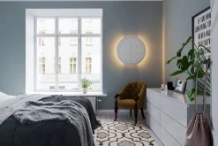 By Rydéns Wandlampe rund D: 70 cm groß mit Schalter Weiß E14* Wandleuchten|Flurlampen