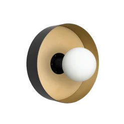 Discount Giovanni Battista Wandlampe rund D: 20 cm in Schwarz Gold Retro Messing Eisen