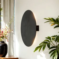 New TK Lighting Wandlampe rund flach Ø 20 cm Modern Metall Schwarz