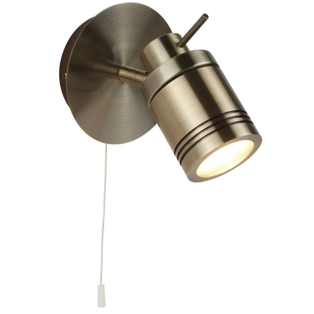 Best Searchlight Wandlampe Schalter in Messing Antik IP44 GU10 Ø 10 cm Bad