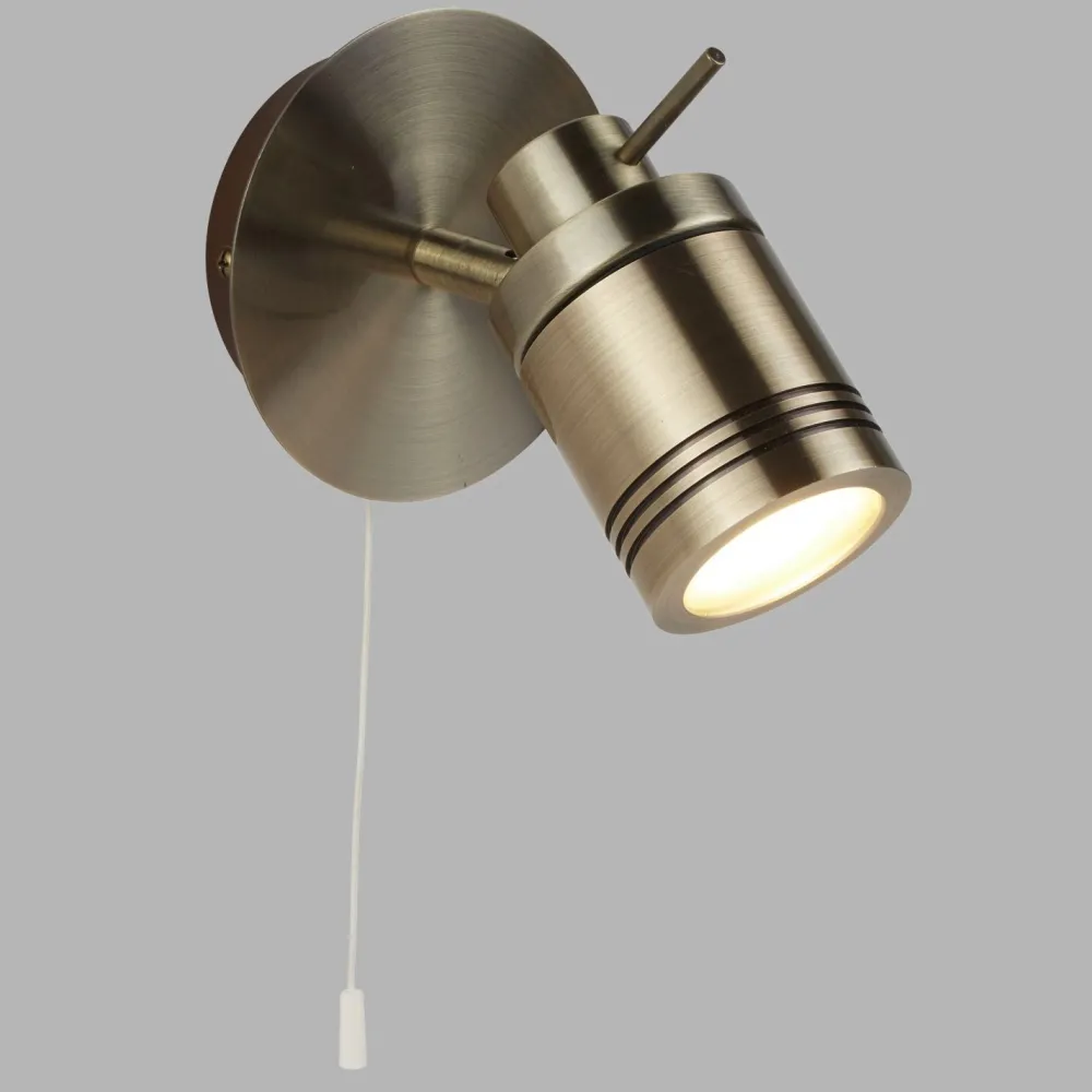 Best Searchlight Wandlampe Schalter in Messing Antik IP44 GU10 Ø 10 cm Bad