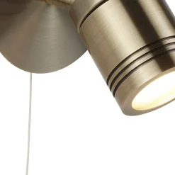 Best Searchlight Wandlampe Schalter in Messing Antik IP44 GU10 Ø 10 cm Bad