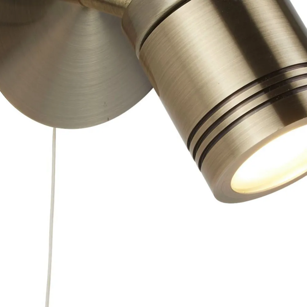 Best Searchlight Wandlampe Schalter in Messing Antik IP44 GU10 Ø 10 cm Bad