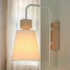 Lamkur Wandlampe Schirm Weiß Holz Skandinavisch REILLY* Wohnzimmerlampen|Stofflampen