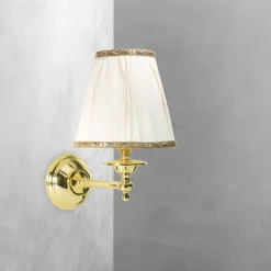 Giovanni Battista Wandlampe Schlafzimmer H: 26 cm klein Messing Stoff* Wandleuchten|Schlafzimmer Lampen