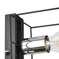 Hot Lamkur Wandlampe Schwarz Chrom Würfel Metall Draht für E27 B: 13 cm