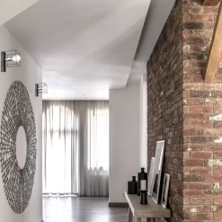 Hot Lamkur Wandlampe Schwarz Chrom Würfel Metall Draht für E27 B: 13 cm