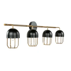 Easylight Wandlampe Schwarz Gold groß 4x E14 Metall Loft Design* Wandleuchten|Wohnzimmerlampen