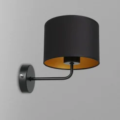 Luminex Wandlampe Schwarz Gold Stoff Metall H:23 cm wohnlich* Wohnzimmerlampen|Metall Lampen