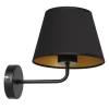Luminex Wandlampe Schwarz Gold Stoffschirm konisch H:23 cm E27* Wandleuchten|Schlafzimmer Lampen