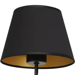 Luminex Wandlampe Schwarz Gold Stoffschirm konisch H:23 cm E27* Wandleuchten|Schlafzimmer Lampen