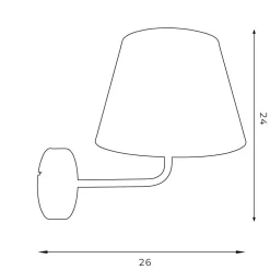 Luminex Wandlampe Schwarz Gold Stoffschirm konisch H:23 cm E27* Wandleuchten|Schlafzimmer Lampen