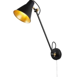Searchlight Wandlampe Schwarz Golz verstellbar Gelenke E27 mit Schalter* Wohnzimmerlampen|Retro Lampen