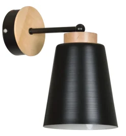 Emibig Wandlampe Schwarz Holz Metall Schirm Skandinavisch* Wandleuchten|Küchenlampen