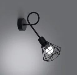 Sollux Wandlampe Schwarz lang Retro E27 Käfigschirm BUNA* Wandleuchten|Küchenlampen