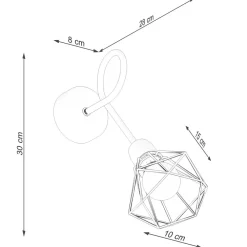 Sollux Wandlampe Schwarz lang Retro E27 Käfigschirm BUNA* Wandleuchten|Küchenlampen