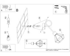Sollux Wandlampe Schwarz lang Retro E27 Käfigschirm BUNA* Wandleuchten|Küchenlampen