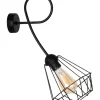 Belis Wandlampe Schwarz Metall H:50 cm E27 bis 60 W Retro* Wohnzimmerlampen|Metall Lampen