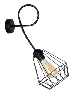 Belis Wandlampe Schwarz Metall H:50 cm E27 bis 60 W Retro* Wohnzimmerlampen|Metall Lampen